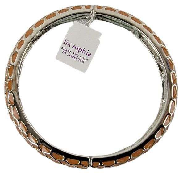 Lia Sophia Honey Lust Bracelet Burnt Orange Stretch Bangle 7" NWT Perfect M552 - Picture 5 of 6
